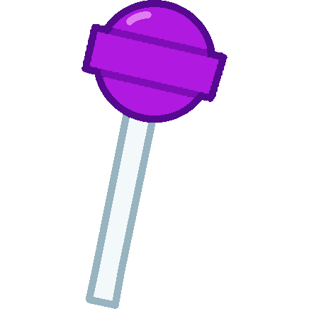 a purple spherical lollipop with a band around the centre.